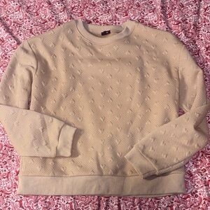 Cream Textured Sweater and shorts